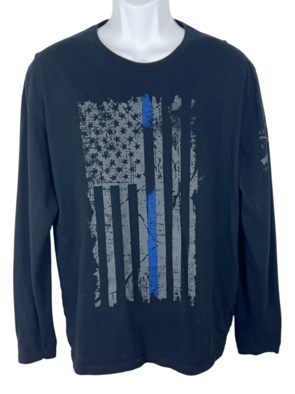 Grunt Style Long Sleeve Shirt Men Medium Black USA American Flag Police Graphic